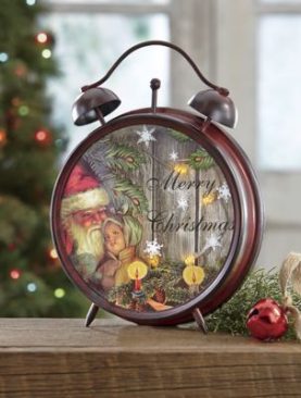 Christmas Vintage Alarm Clock with Lights