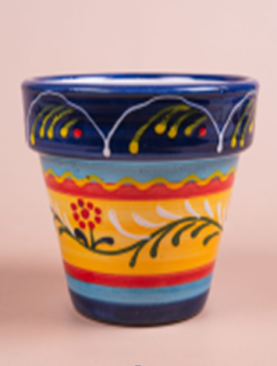 Hand-Painted Sunset Round Pot